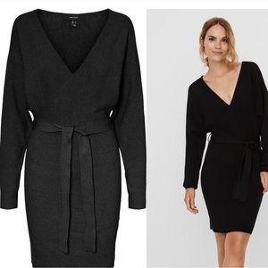 Vero Moda long sleeved tie waist sweater dress.